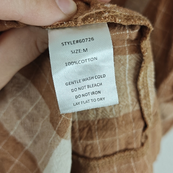 Grade & Gather Nwot Plaid Button Up 3/4 Sleeves Vneck Cotton Knee Length Dress M - Picture 14 of 14